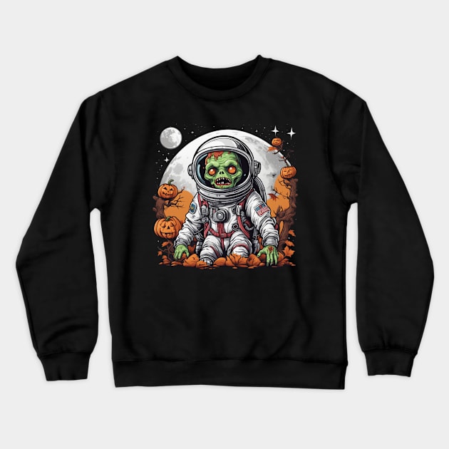 Zombie astronaut halloween design Crewneck Sweatshirt by Edgi